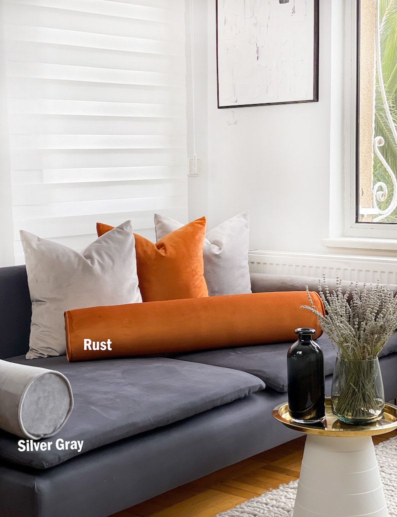 Extra Long Velvet Bolster Pillow Cover With Piping body Etsy