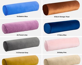 Extra Long Velvet Bolster Pillow Cover with Piping *Body Pillow *Cylindrical pillow *Yoga Cushion *Custom Bolster for Bed Sofa (Only Cover)