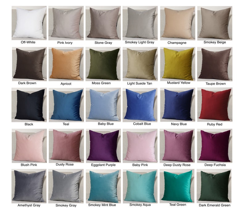 Housse de coussin en velours, housse de coussin en velours, taie d'oreiller en velours, 32 couleurs au choix image 1