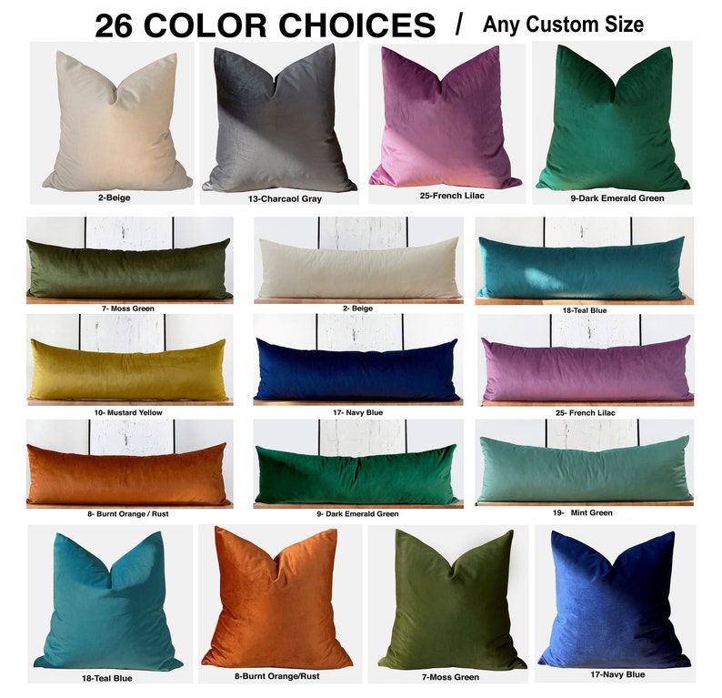 Any Size Soft Velvet Pillow Cover XL Velvet Lumbar Throw Pillow Cover Extra Long Custom Body Pillow Cushion for Bed Sofa 20x20 14x36 MORE image 1