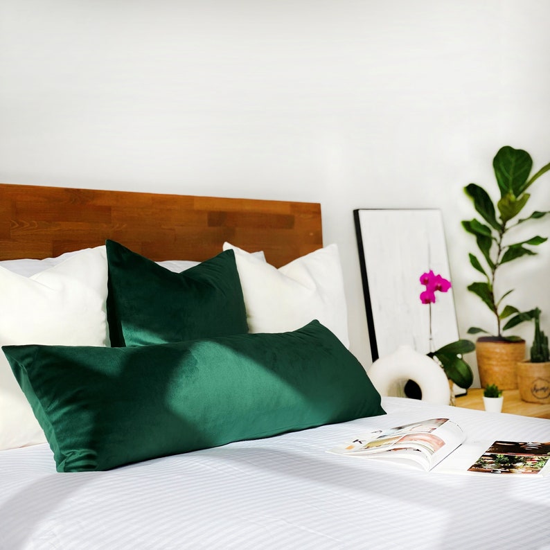 Emerald Green Lumbar Pillow Cover body Pillow long Lumbar Etsy