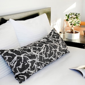 Oversized Lumbar Throw Pillow COVER | Cotton Linen | Black White Rust Large Body Pillow | Extra long Cushion Cover for Bed Sofa 14x36&#39;&#39; MORE