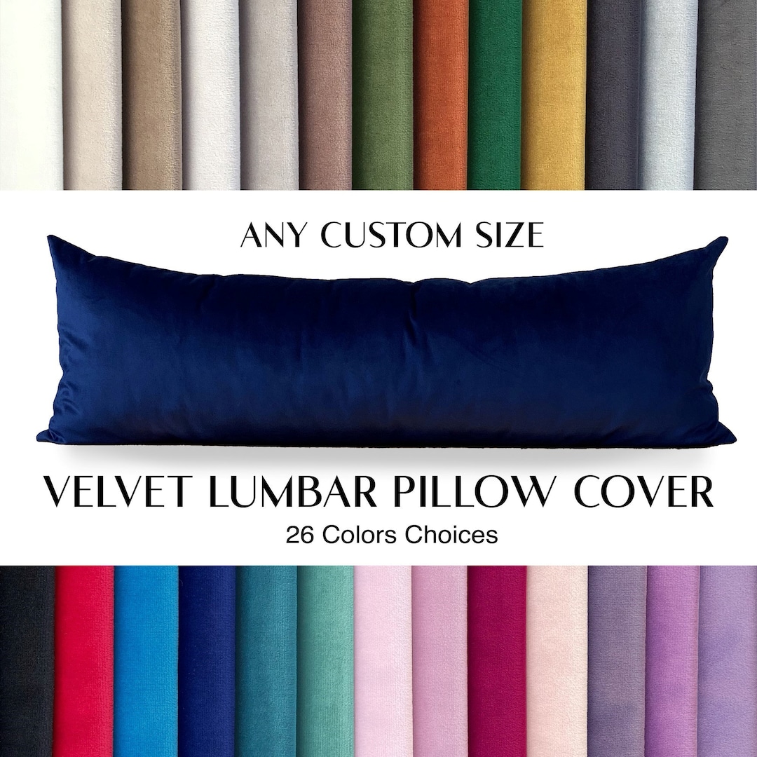 Navy Lumbar Pillow blue Velvet Pillow Cover extra Long Lumbar Pillow