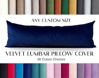 Navy Lumbar Pillow *Blue Velvet Pillow Cover *Extra Long Lumbar Pillow -Oversized pillow -Headboard pillow -Custom Body Pillow (Only Cover)