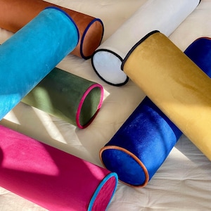 Customized Piping Bolster Pillow covers *Personalized Piping Velvet Yoga Bolster Cover *Extra Long Bolster Pillow with Cording *Neck Support