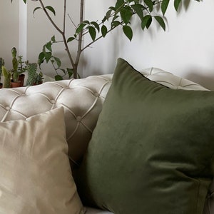 moss green pillow cover // moss green velvet pillow cover // long lumbar cushion // moss green velvet cushion cover // All Sizes image 2