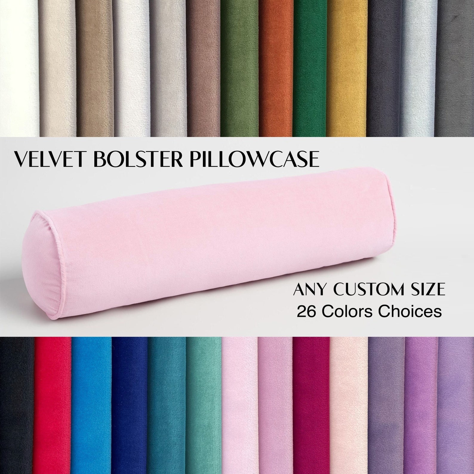 Pink Velvet Bolster Throw Pillow Cover cylindrical Soft Etsy