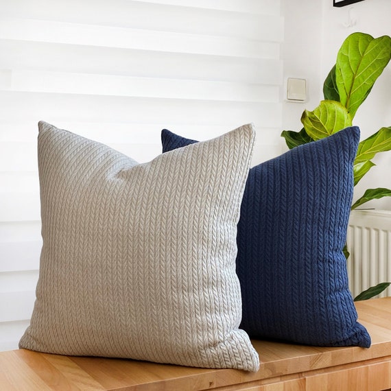 Minimalist Knitted Throw Pillow Cover *Soft Knitted Neck Pillow *Chunky Knit Pillow *Cable Knit Pillow case *Textured Cushion (ONLY COVER)