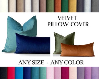 Any SİZE Any COLOR Velvet Pillow Cover/Velvet Cushion Cover/Lumbar Throw Pillow/Sofa Cushion Cover/Solid Color Pillows/Decorative Pillows
