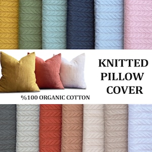 Knitted Cushion Cover %100 ORGANIC COTTON FABRIC * Modern Knit Pillow Case * Textured pillow * Cable knit pillow * Knit Throw Pillow Cover