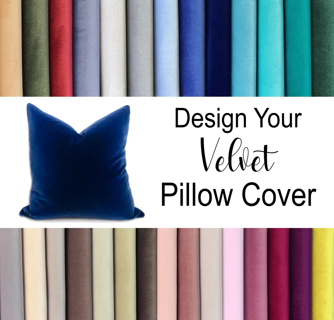Solid Velvet Pillow Cover, Moss Green, Ruby Red, Light, Gray, Baby