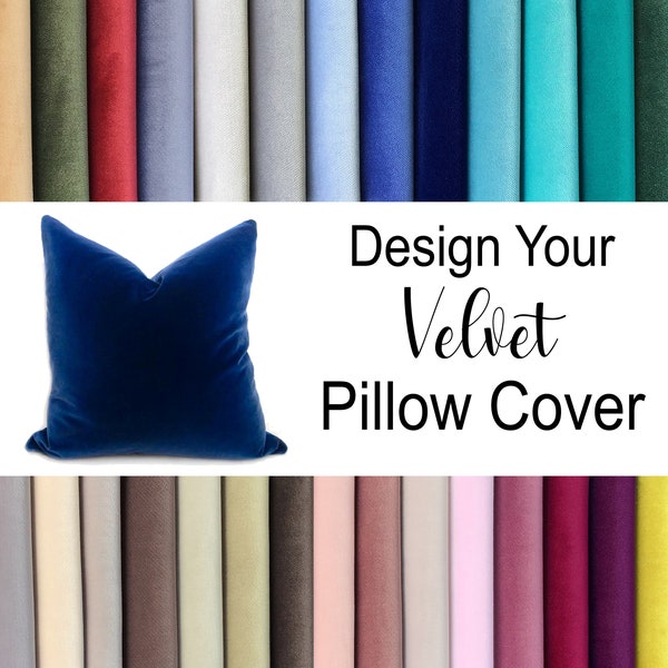 Solid Velvet Pillow Cover, Moss Green, Ruby Red, Light, Gray, Baby, Cobalt, Navy, Blue, Aqua, Dark, Emerald, Teal, Smoky, Mint  Pillowcases