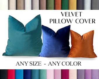 Any SİZE Velvet Pillow Cover *Velvet Throw Pillow Cover *Velvet Cushion Cover *Velvet Pillow Case *Long lumbar pillow, 26 Color Choices