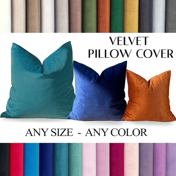 Any SİZE Velvet Pillow Cover *Velvet Throw Pillow Cover *Velvet Cushion Cover *Velvet Pillow Case *Long lumbar pillow, 26 Color Choices