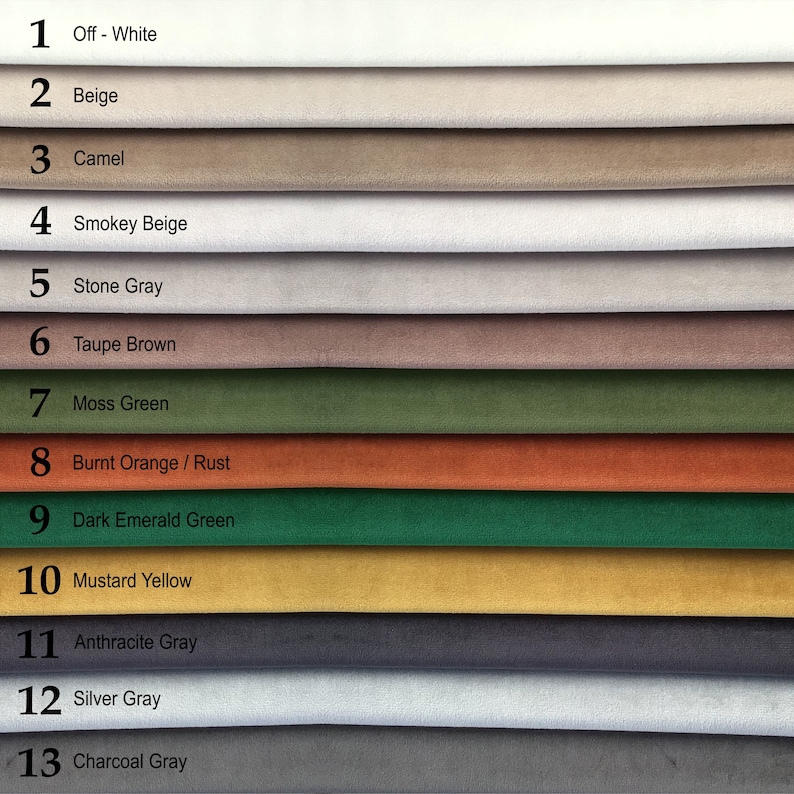 Puede incluir: Trece muestras de tela en varios colores, incluyendo blanco roto, beige, camel, beige ahumado, gris piedra, marr&oacute;n topo, verde musgo, naranja quemado, verde esmeralda oscuro, amarillo mostaza, gris antracita, gris plata y gris carb&oacute;n.