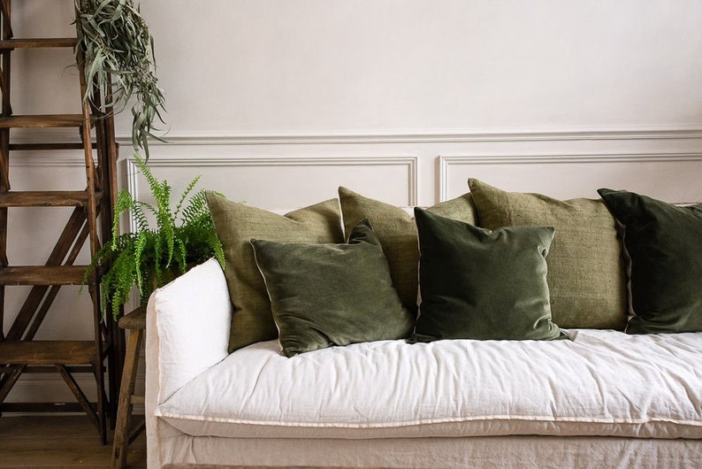 Moss Green Pillow Cover // Moss Green Velvet Pillow Cover // | Etsy