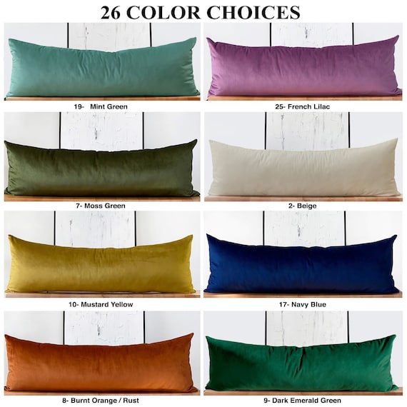 Extra Long Lumbar Pillow Cover XL Velvet Lumbar Throw Pillow Cover,  Headboard Pillow, Large Custom Body Pillow for Bed Sofa 20x54 14x36 