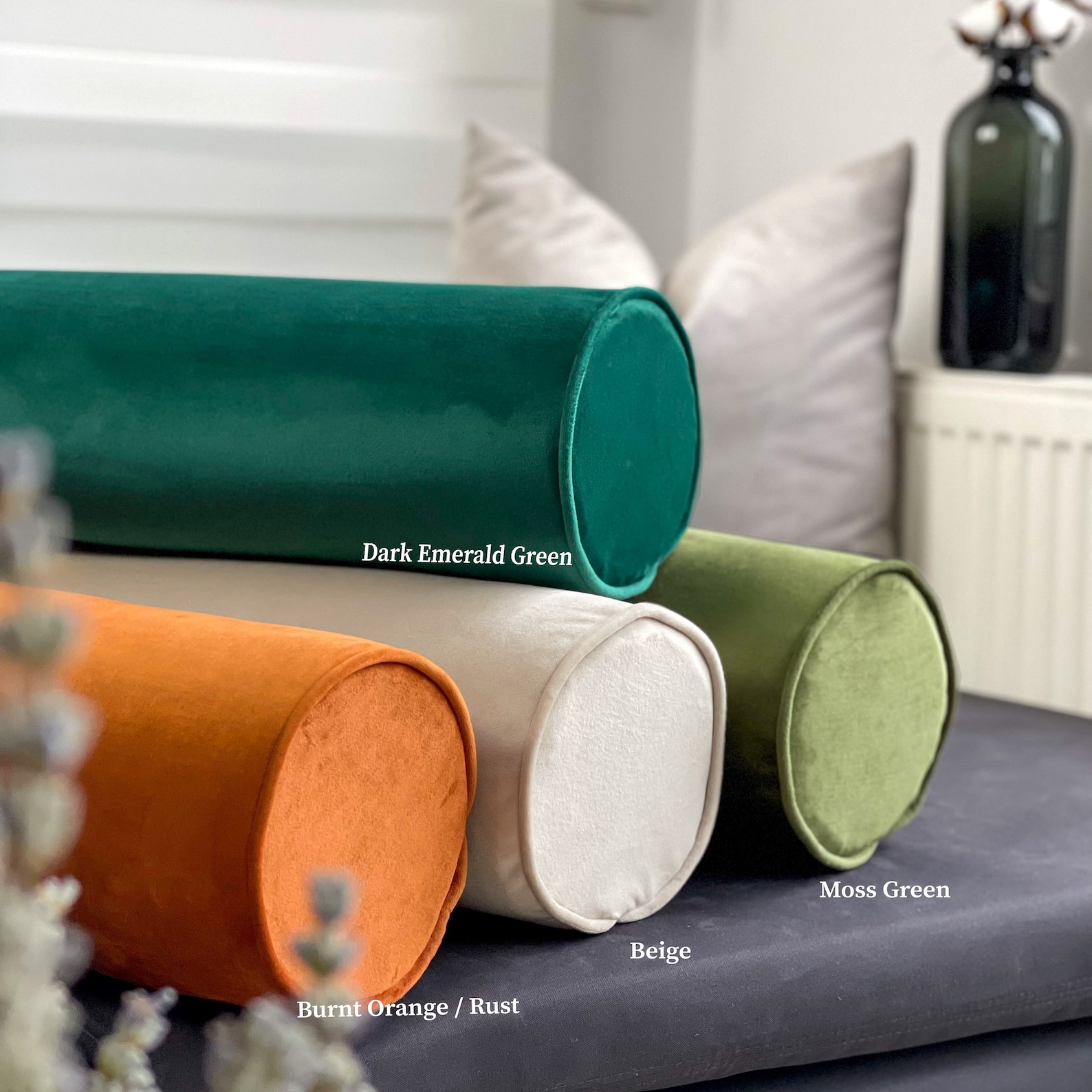 Extra Long Velvet Bolster Pillow Cover With Piping body Etsy