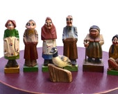 Folk Art Collection- Wonderful Collection of 7 Hand Carved and Painted Folk Art Wood Figures Depicting Rural, Farm and Aboriginal Themes.