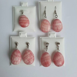 Pink rhodochrosite jade flat  drop earring, pink jade jewelry, patterned gemstone jewelry