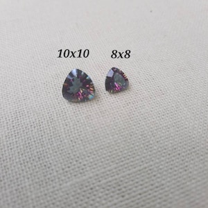 Rainbow quartz Trillion millennium cut gemstones, 10x10 8x8, sparkle multicoloredgemstones