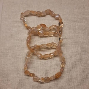 Tumbled citrine gemstone bracelet, 8mm yellow citrine birthstone,