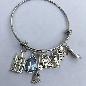 Cinderella inspired charm bracelet, bippity boppity boo, Disney bracelet, Disney charms, Disney themed charm bracelet