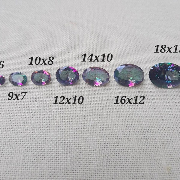 Rainbow quartz oval gemstone, faceted cut or millennium, multiple size options, beautiful sparkle color throw, purple green gemstone, loose