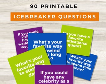 Preguntas para romper el hielo imprimibles, tarjetas para iniciar conversaciones, tarjetas didácticas de terapia recreativa, actividad para romper el hielo para adultos