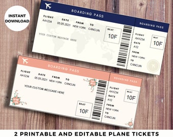 Fake Plane Ticket Etsy