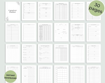 Caregiver Planner: Medical Binder, Daily Task Log (PDF Printable)