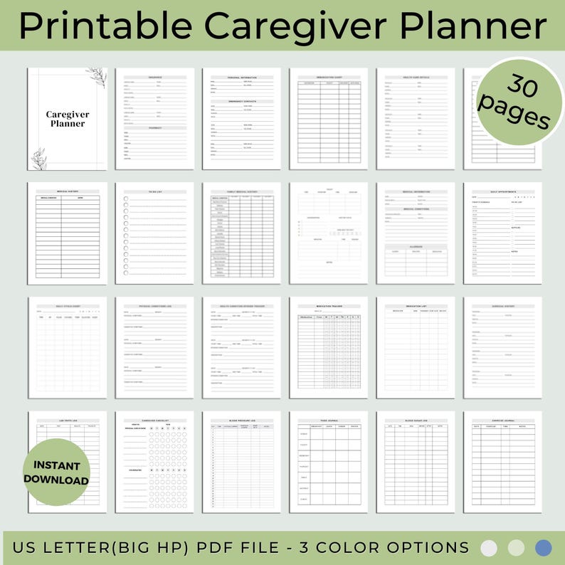Caregiver Planner, Caregiving Organizer, Carer Planner, Caregiver Notebook, Caregiving Journal, Caregiver Schedule, Family Care Planner, Elderly Care Planner, Senior Care Organizer PDF