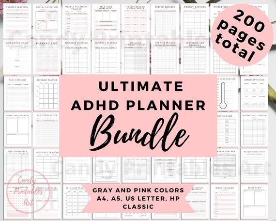 ADHD planner, Life Binder Printable, Adult ADHD Organizer, Productivity Bundle