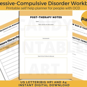 OCD therapy worksheets, ocd printable, ocd gifts, therapy notes for patient, counselor gift for ocd help, digital download