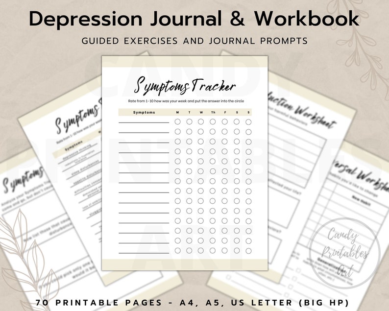 Depression Therapy Journal for Mental Health With Mood Tracker - Etsy