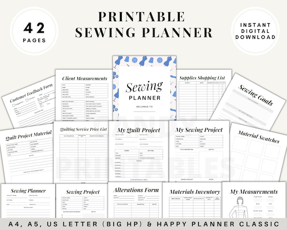 Sewing Planner Printable Sewing Project Planner Journal - Etsy