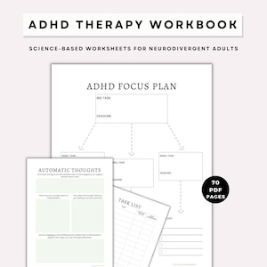 ADHD Worksheets, Executive Dysfunction Planner, Adult ADHD Mental Health Journal, Symptom Tracker