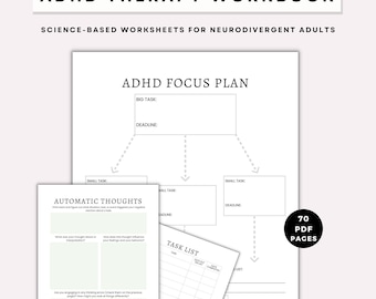 Feuilles de travail sur le TDAH, planificateur de dysfonctionnement exécutif, journal de santé mentale pour le TDAH chez l'adulte, outil de suivi des symptômes