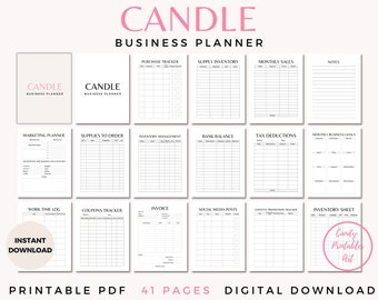 Agenda pour bougies imprimable, petite entreprise, kit de fabrication de bougies, agenda petite entreprise PDF