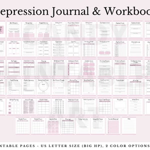 Depression Mental Health Journal Mood Tracker Therapy Worksheet CBT Worksheets Depression Tracker Workbook Depression Planner Printable