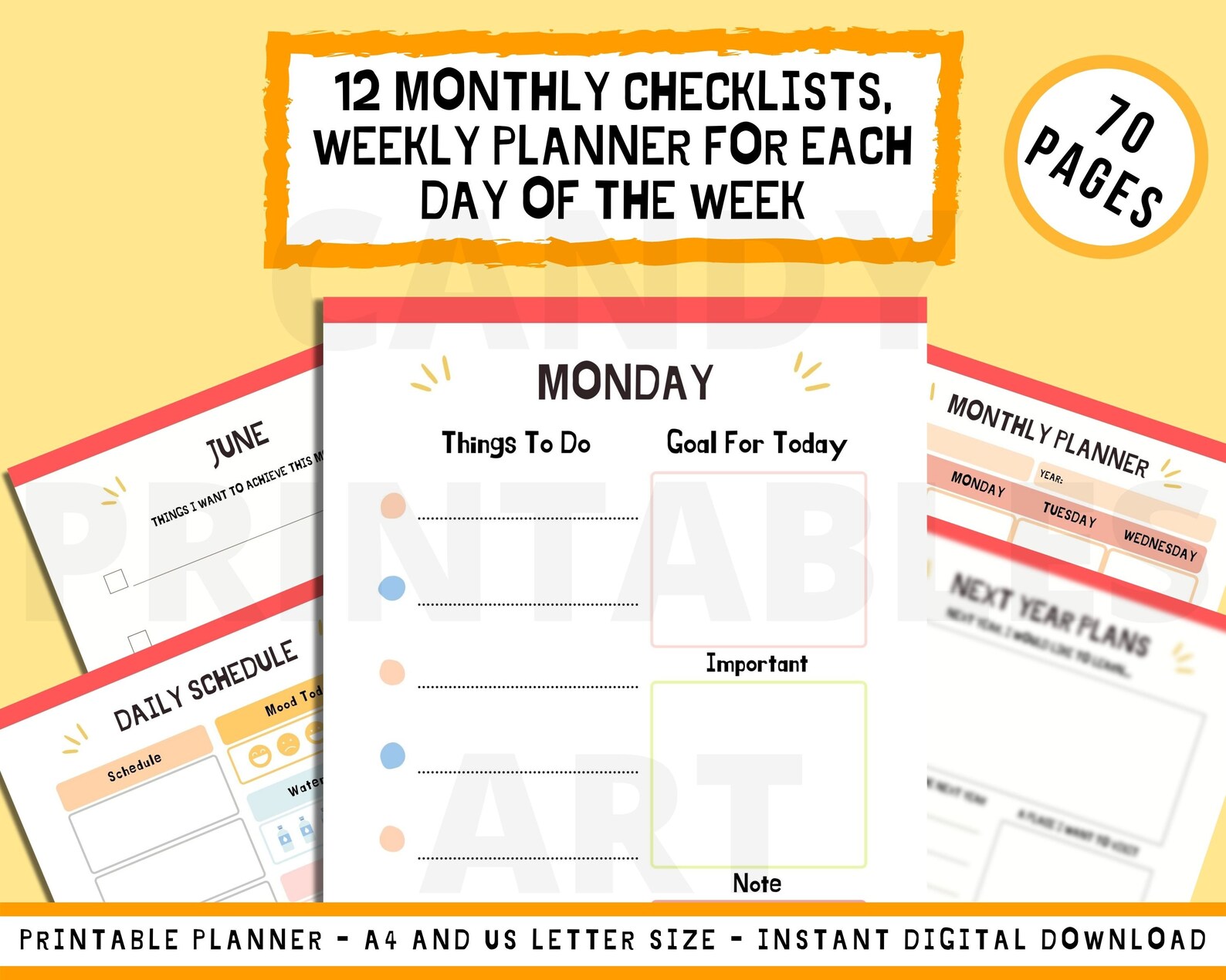ADHD Planner for Kids, Printable School Planner, Children Journal and ...