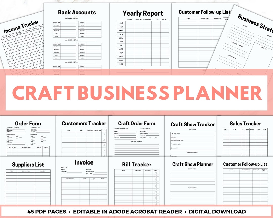 Craft Business Planner, Small Business Template for Shows &amp; Fairs ...