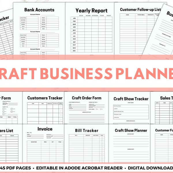 Craft Business Planner, Small Business Template for Shows & Fairs, Crafter Organization Starter Kit, Makers Printable Binder