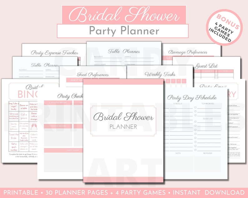 Bachelorette Party Planner Bridal Shower Checklist and Etsy