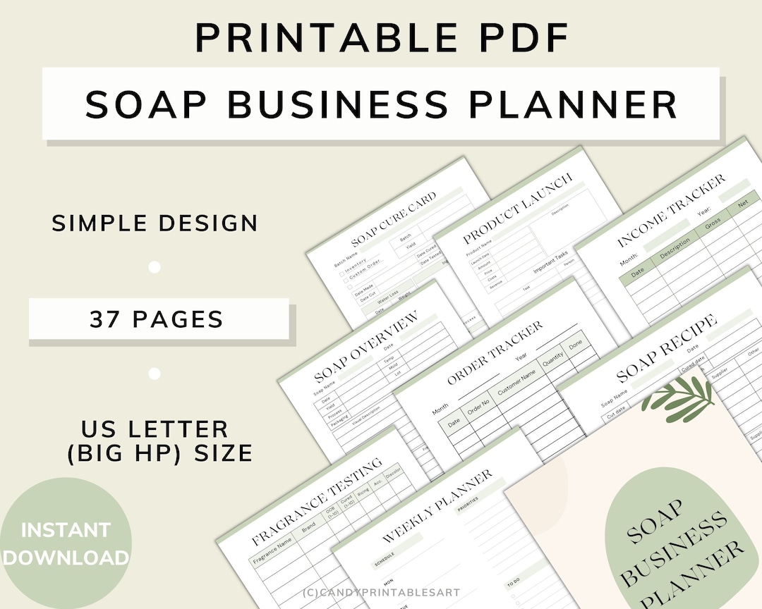 Soap Planner, Printable Soap Business Bundle &amp; Recipe Sheets - Etsy