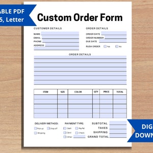 Customer Order Form, Product Business Form, Work Order Template ...