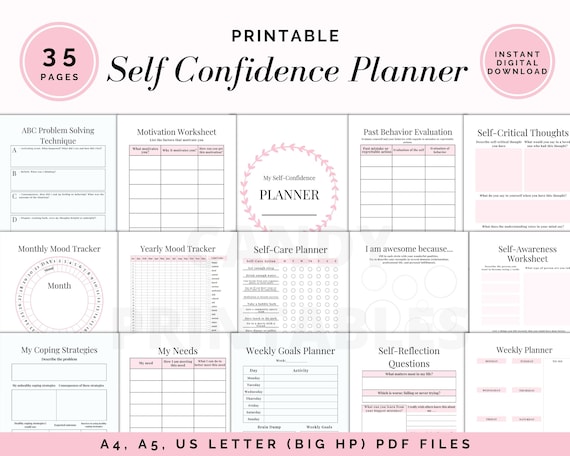 self esteem workbook self confidence planner self esteem etsy ireland