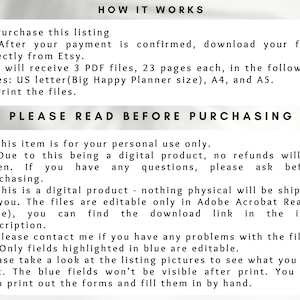 Terms and conditions - this is a personal use only digital download file, PDF format, editable in Adobe Reader
