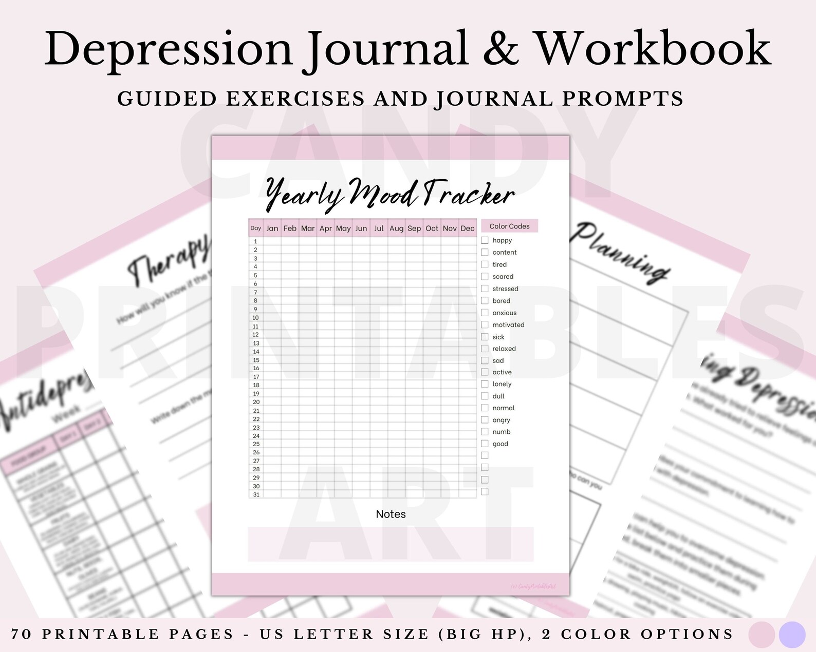 Depression Mental Health Journal Mood Tracker Therapy - Etsy