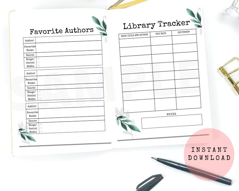Printable Reading Journal Book Reading Planner Bookshelf Etsy